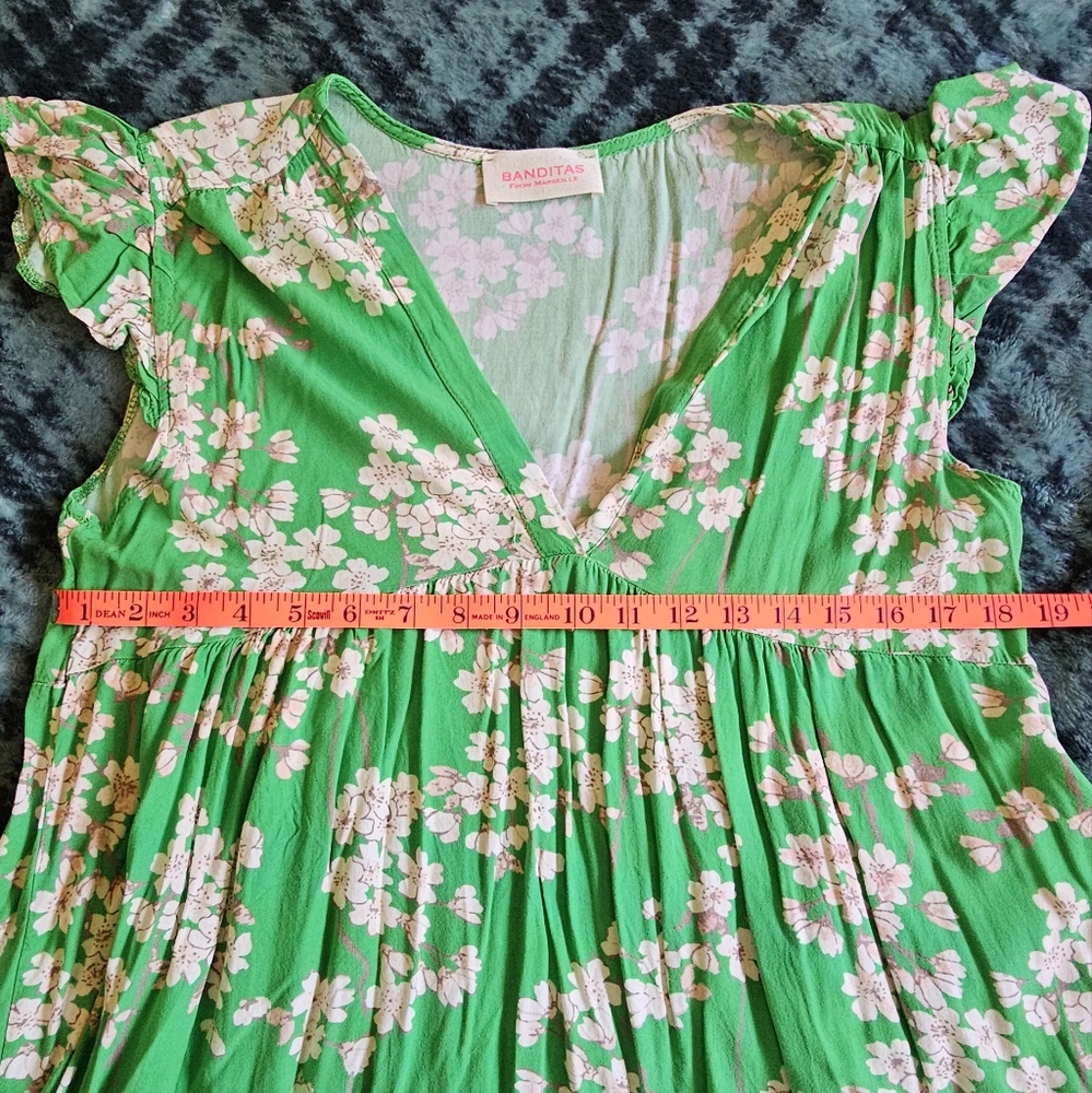 Banditas from Marseille Dopamine Art Maximalist Bright Green Floral dress sz M - Picture 6 of 10